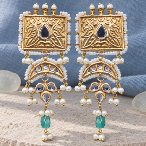 Pendientes Chandbali de Perlas Kundan Chapados en Oro al por Mayor, Joyería de Moda para Bodas Pakistaníes, Pedido al por Mayor - Product Image 5