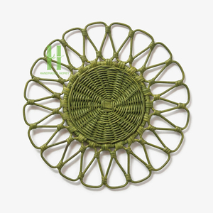 Eco-friendly Rattan Charger <b>Plate</b> Wall Decoration Round Flower Rattan Placemat Home Rattan Table <b>Mats</b> OEM Made In Vietnam - Product Image 5
