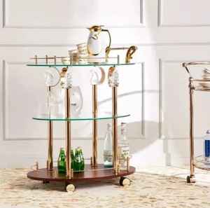 Bar Cart with Metallic Frame Mirrored Shelves Two‑Tier Mobile <b>Serving</b> <b>Trolley</b> Elegant Home Bar Furniture Decorative Organizer - Product Image 5