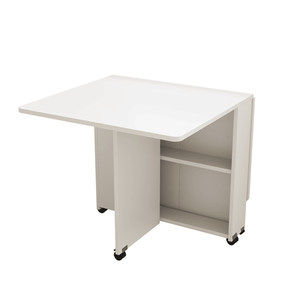 <b>Small</b> Spaces Folding Drop Leaf Dining Table 6 <b>Wheels</b> 2 Layer Storage Shelf 47.2 Inch Diameter 23.6 Inch H Space Saving 47.2 Inch - Product Image 3