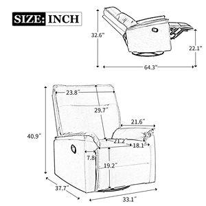 Poltrona Reclinabile Manuale Girevole a 360 Gradi, Divano Reclinabile Imbottito per Teatro, Dondolo per Cameretta e Soggiorno - Product Image 2