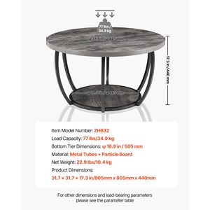 Table basse moderne à 2 niveaux en bois avec rangement ouvert, structure métallique robuste, minimaliste et élégante - Product Image 3