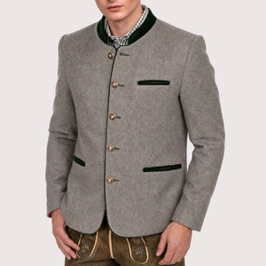 Veste Janker traditionnelle bavaroise pour homme, sur mesure OEM, col montant, logo sur le devant, qualité supérieure, utilisation en extérieur en hiver - Product Image 5