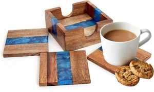 Best Quality Square Shape Wood Resin <b>Coaster</b> Tea Set Accessories Eco-Friendly Durable Modern Design <b>for</b> Home Decor Sale - Product Image 2