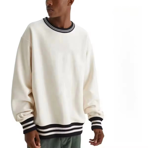 Pull-over unisexe tendance en coton tricoté écologique, coupe ample, épaules tombantes, logo personnalisé, 380g, couleur unie, idéal pour l'hiver - Product Image 1