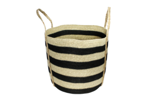 Striped Seagrass Circle Storage <b>Baskets</b> with Handles-Eco-Friendly Multifunction Rustic Home Decor for Multi-Purpose Neatening - Product Image 4