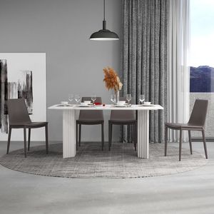 Set moderno di 2 sedie da pranzo tappezzeria in finta pelle grigia - Product Image 3