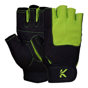 Gants de cyclisme en cuir absorbant les chocs, demi-doigts, avec paume antidérapante et fermeture auto-agrippante – Durables et respirants pour hommes – KANEKA SPORTS - Product Image 1