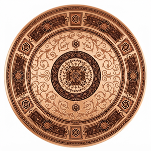 Plateau décoratif rond en laiton et cuivre, gravure mandala complexe, style vintage, assiette de présentation en métal, décoration murale - Product Image 1