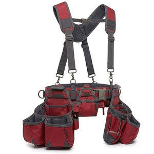 Cinturón de Herramientas Rojo con Tirantes Acolchados, Múltiples Bolsillos para Constructores y Carpinteros, Bolsa para Equipo 2026 - Product Image 5