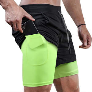2026 Hot Style Quick Drying Zip Pocket 2 In 1 Workout Men Training Shorts Compression <b>Layer</b> Shorts - Product Image 2