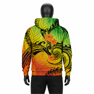 Wholesale Custom Polynesian Tribal Print <b>Hoodie</b> <b>Men</b> Streetwear Casual Pullover Fleece Sweatshirt with Kangaroo Pocket OEM ODM - Product Image 3