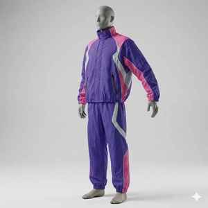 Ensemble de survêtement sportif gaufré pour homme avec logo personnalisé, coupe-vent de jogging respirant en nylon réfléchissant et bandes de passepoil blanc - Product Image 5