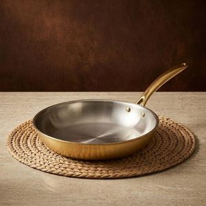 Durable Brass Metal Fry <b>Pan</b> <b>With</b> <b>Lid</b> Gold Polish For Home Kitchen Cookware Stovetop Cooking <b>Pan</b> Handmade <b>Frying</b> <b>Pans</b> - Product Image 3