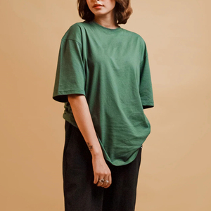 Heavyweight 100% Cotton Women's Casual Regular Fit Short Sleeve Solid Color Summer Breathable Eco-Friendly <b>Appliques</b> - Product Image 2
