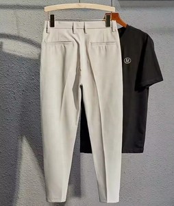 Pantalon de jogging sport décontracté, léger, respirant, séchage rapide, haute élasticité, couleur unie, coupe ample, 100% coton, taille mi-haute, droit - Product Image 2