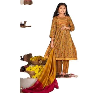 Impression rayonne avec broderie coupe naire et lustre dupatta avec robe en tissus de super qualité - Product Image 1