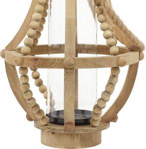 Wholesale Supply Beige Reclaimed Wood Beaded <b>Lantern</b> <b>Candle</b> Holder for Home and Hotel Decoration Fancy <b>Candle</b> Holder - Product Image 2