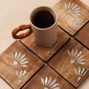 Luxury Wooden Square <b>Coaster</b> With Mother Of Pearl Lotus Inlay For Coffee Table <b>Drink</b> <b>Coasters</b> Heat Mat Kitchen Decoration - Product Image 6