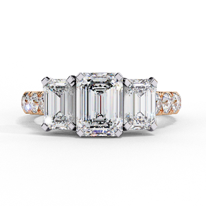 แหวนแต่งงานทองคำแท้ 14k รับรองโดย IGI ประดับมรกต HPHT CVD และเพชรทรงกลมข้างแบบ Lab Grown สำหรับผู้หญิง - Product Image 2