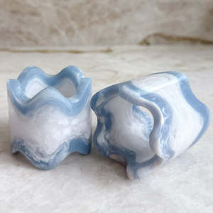 Modern <b>Resin</b> Napkin Rings Blue White Marbled Hollow Design Wedding American Style <b>Table</b> Decoration Custom Width Handmade <b>Epoxy</b> - Product Image 1