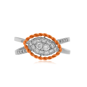 แหวนเพชร Twinkling Vision ทองคำขาว 18K ประดับเพชรทรงมาร์คีส์แบบกลุ่ม แหวนหมั้นพร้อมวงแหวนโรสโกลด์ลายเชือก เครื่องประดับชั้นดี - Product Image 3
