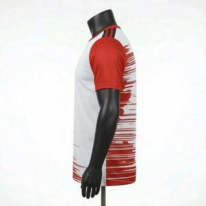 Camiseta de Manga Corta con Cuello Redondo y Rayas Blancas y Rojas para Hombre, de Secado Rápido, Tejida, Deportiva, Corte Regular - Product Image 3
