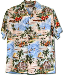 Chemises pour hommes à manches courtes, style plage hawaïen, décontractées d'été, en coton et polyester, à motif floral, à simple boutonnage - Product Image 1