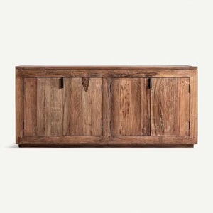 Modern Luxury Nordic Solid Wood <b>Sideboard</b> with Fluted Tambour Doors Brass Legs Durable Farmhouse Dining <b>Storage</b> Cabinet 5 Ft+ - Product Image 2