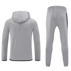 Ensemble de survêtement pour homme avec capuche rouge, veste à fermeture éclair à manches longues, pantalon noir, séchage rapide, tenue sportive pour l'automne - Product Image 4