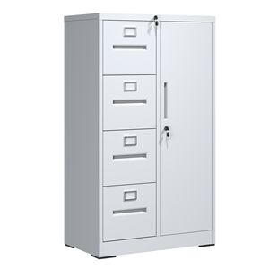 Metal Vertical <b>Storage</b> <b>File</b> Cabinet with Lock Steel 4-Drawer 1-Door Locker for School Living Room Bedroom - Product Image 2