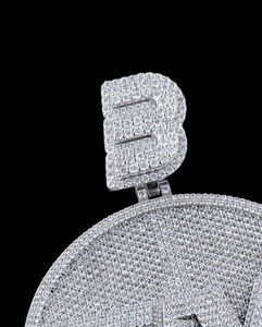 Moissanite Round T M <b>Initial</b> Pendant <b>Necklace</b> Iced Out Hip Hop Luxury Statement Jewellery for Men - Product Image 5