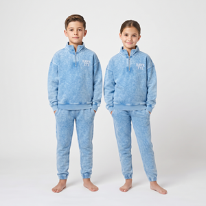 Conjunto Deportivo Unisex para Niños, Sudadera con Media Cremallera y Pantalones Jogger de Algodón con Lavado Ácido, para Niño y Niña - Product Image 2