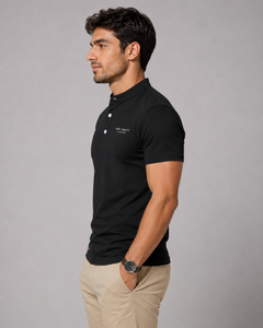 Camisa de Manga Corta Negra para Hombre Vibe Craft Clothing, Camisa Oxford Estampada de Algodón Tejido Transpirable, Diseño Casual Elegante con Logotipo Frontal - Product Image 5