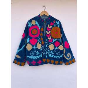Chaqueta de Algodón con Bordado Suzani, Estilo Bohemio, para Invierno, con Detalle de Botones, para Mujer, Talla Única, Regalo Étnico para Bodas - Product Image 4