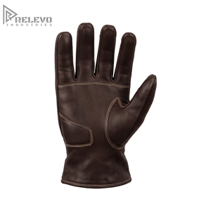 Custom Vintage Dark Brown Leather Motorcycle Gauntlet Gloves Contrast Stitching Knuckle Biker Gloves Extended Cuff Snap Wrist - Product Image 2