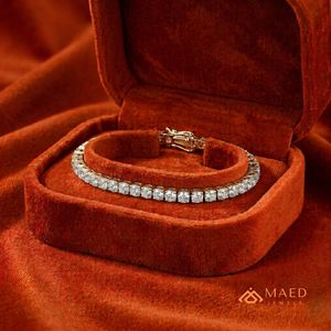 สร้อยข้อมือเทนนิสโมอิสซาไนต์ทรงกลมชุบทอง 18K สำหรับผู้หญิง เครื่องประดับแฟชั่นหรูหรา สวมใส่ได้ทุกวัน ของขวัญสำหรับงานหมั้น - Product Image 5