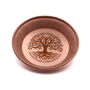 Cuenco de oferta de cobre puro más vendido con tema de árbol Quemador de incienso de altar de calidad premium y plato de oferta a precios asequibles - Product Image 2