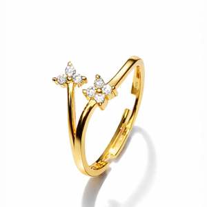 Hallmark Silver Blossom 18K Gold Plated <b>Resizable</b> Flower <b>Ring</b> for Women - Product Image 4