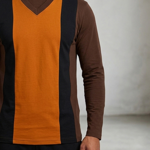 Camiseta de Manga Larga con Cuello en V para Hombre, Informal, de Primera Calidad, Multicolor - Product Image 5