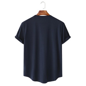 Hot Selling Keywords Drop Shoulder Best Quality Custom Made <b>Mens</b> Solid Color 100% Cotton Knitted Breathable Eco-Friendly <b>Short</b> - Product Image 2