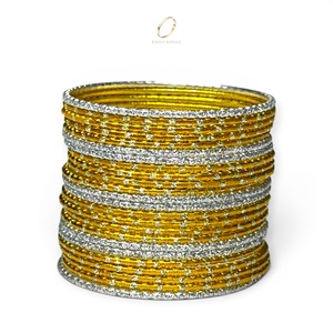 Juego de Brazaletes de Acero Inoxidable Amarillo para Niñas, Diseño Moderno y Lindo, con Circonitas, para Bodas, Joyería de Moda India, Fabricante - Product Image 1