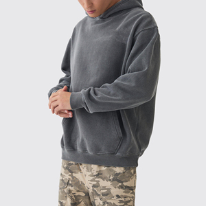 Sudadera con Capucha Extra Grande para Hombre, Color Sólido, Algodón French Terry, Estilo Casual para Otoño, Diseño con Bolsillos, Corte Regular - Product Image 1
