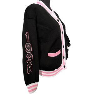 Cárdigan Varsity con Botones, Suéter de Punto, Manga Larga, Informal, a la Moda, Prenda Exterior para Combinar en Capas, Suave y Cómoda para Uso Diario - Product Image 4