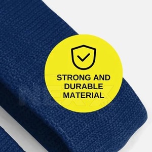Bandeau de sport en coton bleu personnalisé avec logo, 4,5 cm de large, respirant, antidérapant, couleur unie, tricoté pour l'exercice - Product Image 3