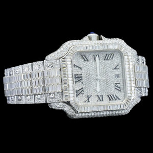 High Quality Fashion 41MM Baguette and Round Moissanite Diamond <b>Iced</b> <b>Out</b> Customized Premium Stainless Steel Band Man's <b>Watch</b> - Product Image 3