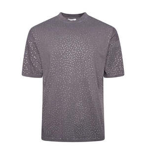 Meilleur fabricant de t-shirts pour hommes en coton 100% avec strass, coupe ample, légers, caractéristiques optimales, t-shirt avec strass pour hommes - Product Image 1