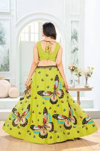 Soie de Chinon 100% Soie, travail artisanal au miroir / Styles de Lehenga Choli fusion indo-occidentale, réversible, matériaux recyclés, Ramdev - Product Image 6