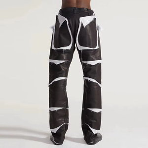 Pantalon en cuir véritable unisexe sur mesure de haute qualité, coupe droite, style décontracté, tissu en toile teinte unie - Product Image 4