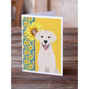 Summer Sunflowers Cream Labrador Retriever Pack 8 Lunatique A7 Taille 5x7 Blanc Cartes de vœux vierges avec enveloppes Cartes de note - Product Image 2